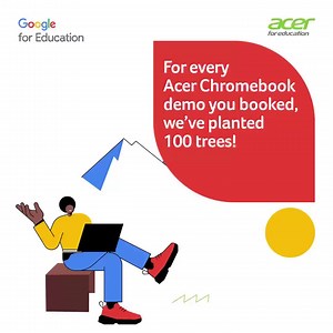 𝟮𝟭.𝟯𝟬𝟬 𝘁𝗿𝗲𝗲𝘀! Thanks to you, our planet is now a little greener 🌳 With every #AcerChromebook demo booked at #Bett2022, you've helped us reach an important goal! Make your school more sustainable with Acer & #GoogleEdu: acer.co/3rbGQe5 #AcerforEducation | Acer for Education EMEA