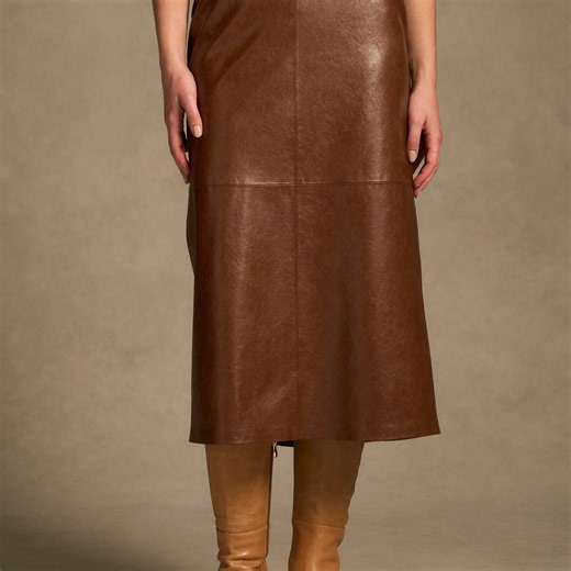 Faux Leather Pencil Skirt – Chestnut