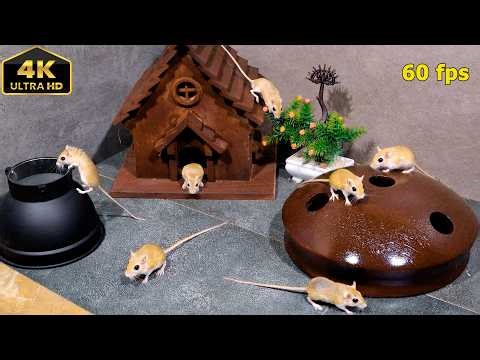 Cat TV Mouse Hunt –Video for Cats | Real Mice Running & Hiding in Maze | 8 Hours of (4K 60FPS)