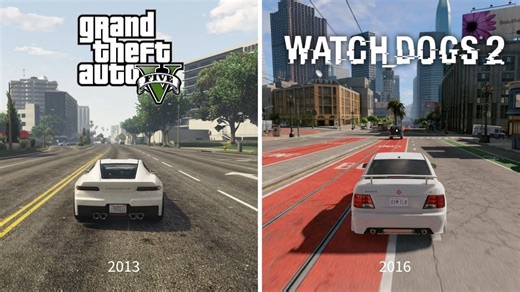 GTA 5 VS 看门狗 2 - 物理和细节比较