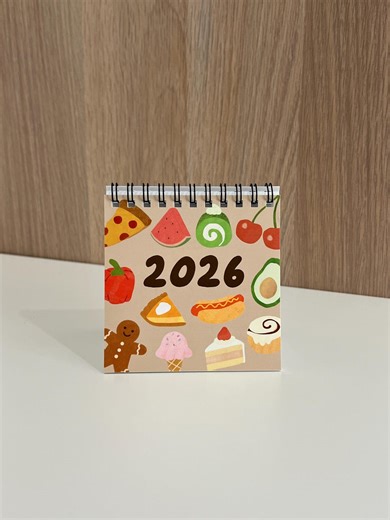 2026 Mini Desk Calendar Cute Food Theme – Small 12-month Desktop Calendar, Kawaii Desk Accessory, Standing Calendar 3.8 X 3.8 Inches - Etsy