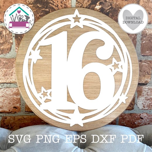 Number 16 Cake Topper SVG Card Topper Laser Template Sweet Sixteen Years Old Cricut Project Happy 16th Birthday SVG Cut Age 16 Party Decor - Etsy