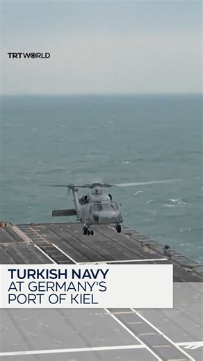 TRT World on Instagram: "Turkish Ministry of National Defence released video footage from the Anadolu Turkish Naval Task Group’s recent port visit to Kiel, Germany. The TCG Anadolu, TCG Derya, TCG Istanbul and TCG Orucreis carried out a scheduled port call in the northern German city on February 12. The Navy is there to take part in NATO’s Steadfast Dart 2026 Exercise, aimed at strengthening NATO's defence and deterrence."