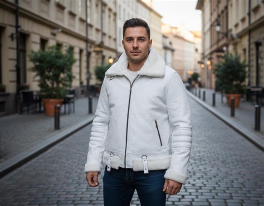 Men’s B3 Bomber Jacket Real Leather Aviator Flight Jacket Warm Winter Coat - Etsy