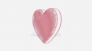 Isolated Hand Drawn Red Heart Symbol Rotating White Background Seamless