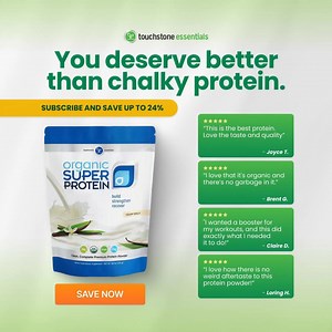 ⚡ Clean energy without the crash or stomach issues Touchstone Organic Super Protein fuels strength, recovery, and daily energy with smooth plant based nutrition that actually tastes good. 🌿 No filler. No garbage. Just clean fuel. 💥 Save up to 24 percent with subscription | Touchstone Essentials