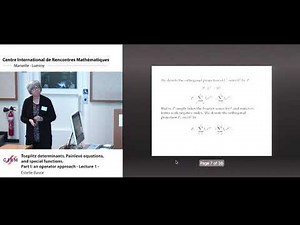 Estelle Basor: Toeplitz determinants, Painlevé equations, and special functions. Part I - Lecture 1