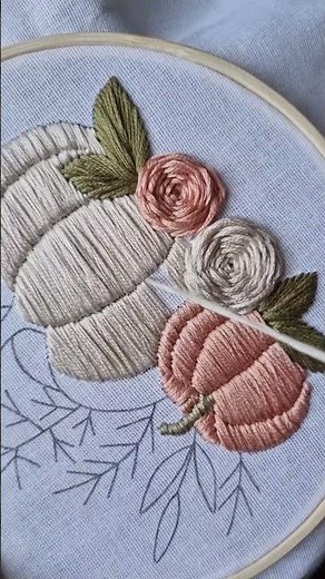 Floral Pumpkin Embroidery 🎃🍂 | PDF Pattern #embroidery #craft #stitch #tutorial #diy #pumpkin #fall