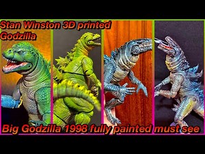 Stan Winston Godzilla 1994 Fully Painted with The Biggest Godzilla 1998 fully articulated! ￼
