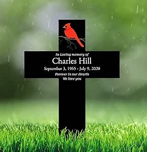 Cardinal Memorial Stakes for outdoor yard, Grave Markers for Dad Mom Son, Cemetery Decor for Grave, Memorial Plaques for Loved Ones, Garden Decorations, Memorial Stake With Cardinal