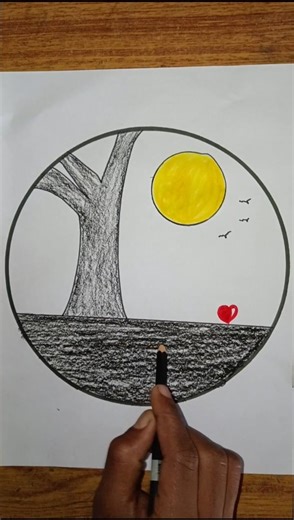 Biutiful Circle Scenery Drawing |#viral #short #designe #artist