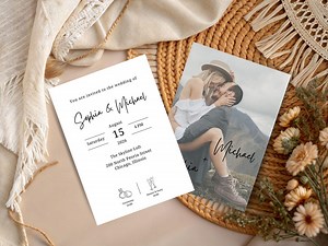 Modern Wedding Invitation Template With Photo, Printable Elegant Minimalist Wedding Announcement, Editable Elopement Invite,instant Download - Etsy