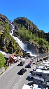 795K views · 27K reactions | Låtefossen is a stunning twin waterfall in Odda, where two streams merge under a stone bridge along Route 13. A must-see in Hardanger!  | Spectacular Norway | Facebook