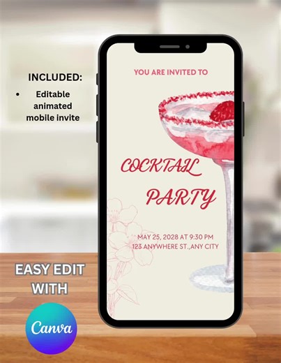 Cocktail Party Invitation, Printable Cocktail Invite, Editable Cocktail Invitation, Digital Cocktail Party, Instant Download Invite - Etsy