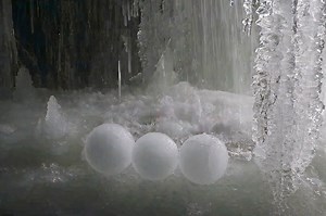 Unusual Natural Phenomenon Causes Waterfall to Produce Perfectly Round Ice Spheres
