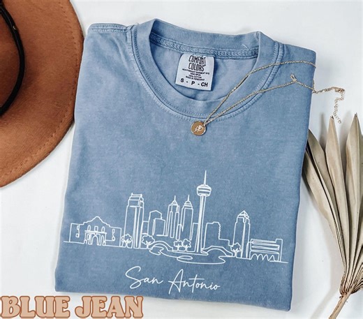 San Antonio Skyline Comfort Colors Shirt, San Antonio Texas Trip Shirt, San Antonio Souvenir, Moving to San Antonio City Panorama Shirt - Etsy