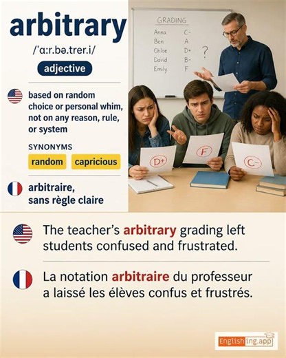 Arbitrary: English vocabulary meaning and example