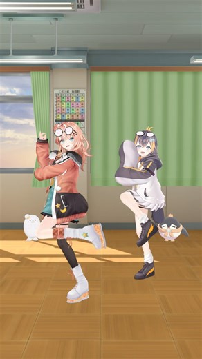 博衣こよりさんの爆ラブ＋ケミストリー ペトラ姉と踊ってみたよ🦭🐧🧡 #爆ラブ #爆ラブダンス #博衣こより #にじさんじ #ペトラグリン #五十嵐梨花 #shorts #Vtuber