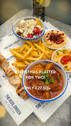 Christmas Platter, only £27.50pp🎄 With a generous selection of classic Greek dishes, book your table now! | The Real Greek