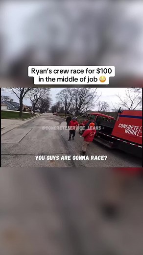 Ryans crew has a race in the middle of job for $100 #fyp #xybcaa #concrete #youtube