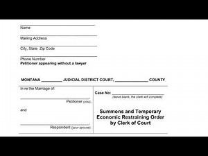 Dissolution Summons and Temporary Economic Restraining Order Form