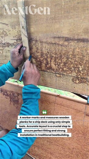 Marking Wooden Planks for a Ship Deck | Simple Tools, Precise Work