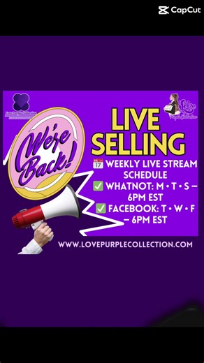 You asked, and it’s finally here! My next Live Streaming starts tomorrow at 6PM EST. Can’t wait to see you all there! 📅 WEEKLY LIVE STREAM SCHEDULE ✅ WHATNOT: M • T • S — 6PM EST ✅ FACEBOOK: T • W • F — 6PM EST Like & Follow My Page Love Purple Collection 🕺BUY NOW PAY LATER AVAILABLE 🕺 Visit Our Website 🌐 www.lovepurplecollection.com #lovepurplecollection #TrustedSeller #lifeistooshortbuythebag #SpringHillFlorida ✈️ FREE SHIPPING WITHIN USA ONLY ✈️ 💯 GUARANTEED AUTHENTIC 💯 GUARANTEED ORIGI