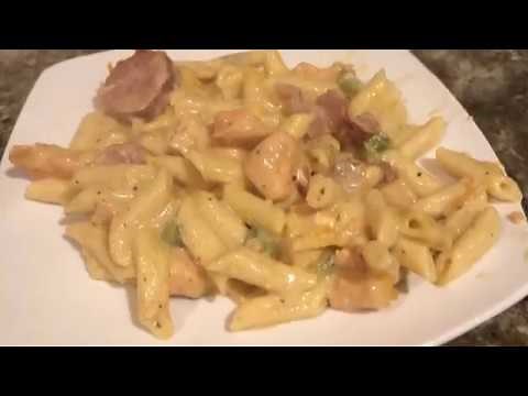 Simple Penne Alfredo Pasta With Chicken, Shrimp, & Sausage