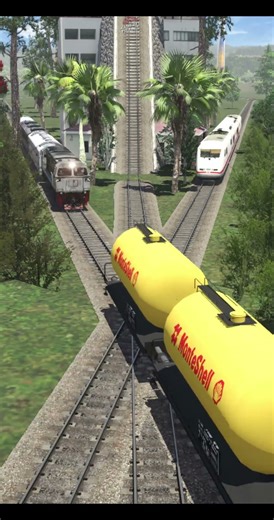 Kereta Api Melewati Pertigaan ekstrim #keretaapi #trainandrailyardsimulatornewupdate
