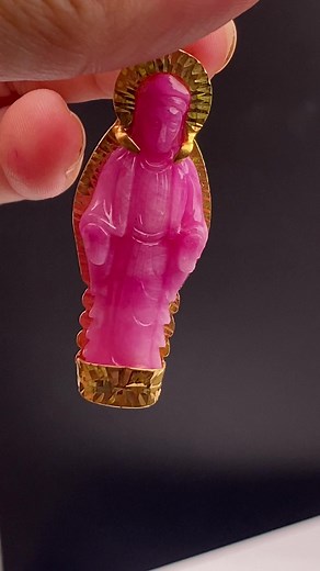 Mặt dây chuyền Đức mẹ ruby bọc vàng 18k Hàng có sẵn | Xưởng Điêu khắc đá Mỹ nghệ, phong thuỷ Phước Thái - Chuyên buôn sỉ