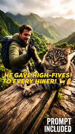 HE GAVE HIGH-FIVES TO EVERY HIKER! 🐈✋ AI Viral Magic (Prompt Included) #BolajiOgunjobi #AI