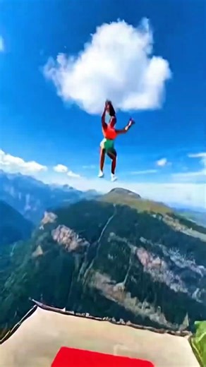 Cliff Net Bounce ➜ She Shoots Up Into the Sky 😳🕸️☁️ #rdswth