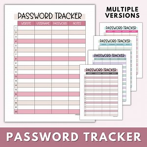 Password Tracker Printable, Password Log & Organizer, Password Keeper Sheet, Password Manager Instant Download PDF - Etsy