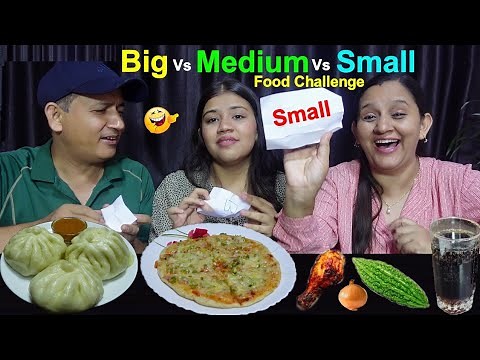BIG VS MEDIUM VS SMALL FOOD EATING CHALLENGE ll FUN CHALLENGE ‪@BudaBudiVlogs‬