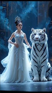 Chinese queen dance with white tiger perform on the stage of agt #americasgottalent