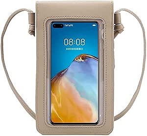 JSTRIVE Touch Screen Purse, Cell Phone Purse Crossbody Bags for Women Small, Mini Crossbody Phone Case 8.6" Khaki