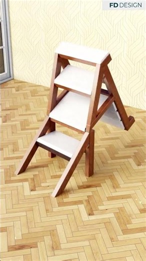 Creative Folding Chair Turns Into Ladder #shorts #classic#furniture #design#woodworking#creative#diy