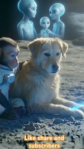 “On the moon, a dog and a monkey meet a lonely alien…🐶