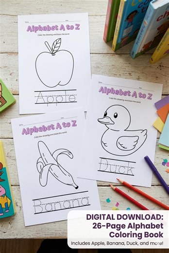 Animal Coloring Book for Kids | Alphabet A to Z Coloring Pages | Educational ABC Activity – Printable Digital PDF Download - Etsy