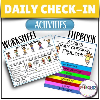 Editable Daily Check-In Regulation and Reflection Flipbook & Placemat Worksheets