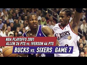 NBA Playoffs 2001. Bucks vs Sixers Game 7 - Full Highlights. Iverson 44 pts