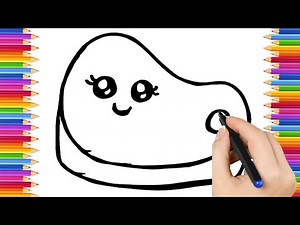 How To Draw cute meat Drawing, Painting & Coloring For Kids and Toddlers_ Child Art 🐋🌈🎨