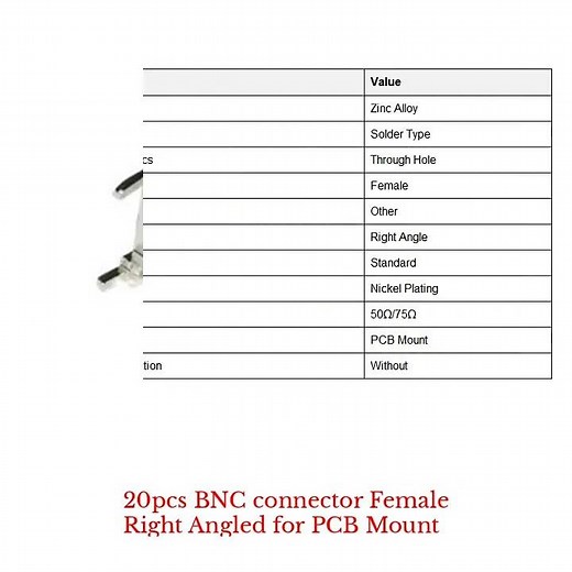 20pcs BNC connector Female Right Angled for PCB Mount