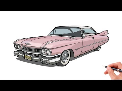 How to draw Cadillac DeVille 1959 / drawing Cadillac Coupe DeVille series 62 1960 car