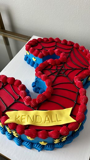 Kendall🕸️🕷️ • • cake insides: confetti w/ vanilla buttercream • • Number cakes have definitely been taking over lately & I’m loving it🥰 Thank you @ashestoashlee 🫶🏽 #thesweetcakery #nolacakes #nolabakery #nolabaker #neworleansbaker #neworleansbakery #cakereels #cakedecorating #numbercakes #spidermancake #spidermancakes #spidermanparty #spidermancake #fyp #buttercreamcakes | The Sweet Cakery