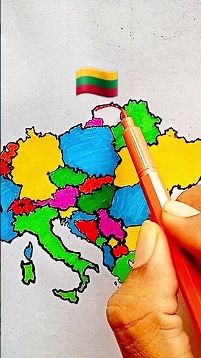 Draw Flag Map of Lithuania 🇱🇹