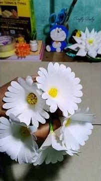 Paper Daisy flower . . . . #diy #daisy #flowers #papercraft #paperflowers #origami #craftybaby