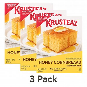 (3 pack) Krusteaz Honey Cornbread and Muffin Mix, Honey Cornbread Mix, Honey Corn Muffin Side Dish, 15 oz Box