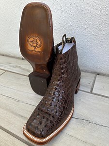 MENS COWBOY Boots Brown Crocodile Print Genuine Leather Square Toe Half Boots Chelsea Lomo Nilo Café - Etsy Canada