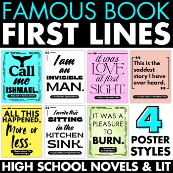 Famous Book First Lines Posters High School Book Tasting Fun Bulletin Board BTS
